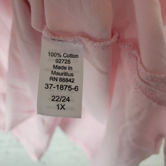 Woman Within Womens Top 1X 22 24 Plus Tank Pink Cotton Lightweight Casual PIN45E - Picture 8 of 8